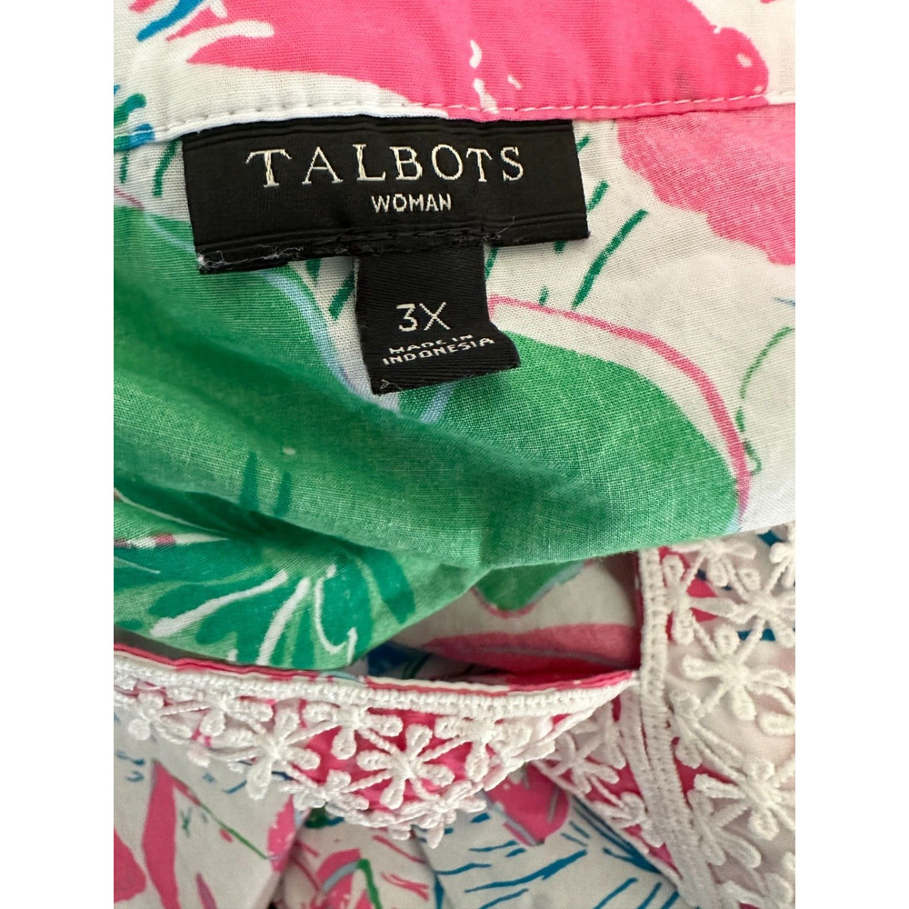 Talbots Lace Bib Tunic - Anguilla Floral Popover Split Neck Top Plus Size 3X - Picture 7 of 11